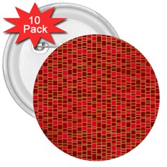 Geometry Background Red Rectangle Pattern 3  Buttons (10 Pack)  by Ravend