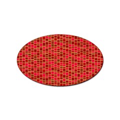 Geometry Background Red Rectangle Pattern Sticker (oval) by Ravend