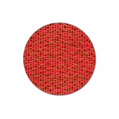 Geometry Background Red Rectangle Pattern Magnet 3  (round) by Ravend