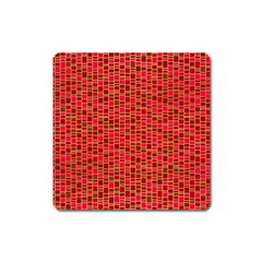 Geometry Background Red Rectangle Pattern Square Magnet by Ravend