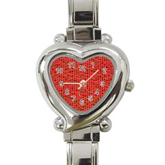 Geometry Background Red Rectangle Pattern Heart Italian Charm Watch by Ravend