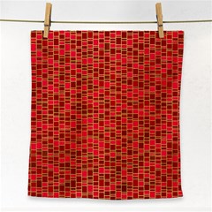 Geometry Background Red Rectangle Pattern Face Towel by Ravend