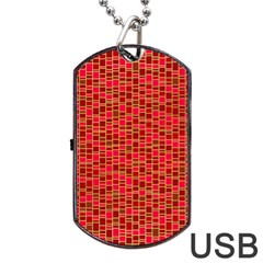 Geometry Background Red Rectangle Pattern Dog Tag Usb Flash (two Sides) by Ravend