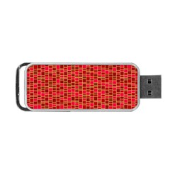 Geometry Background Red Rectangle Pattern Portable Usb Flash (two Sides) by Ravend