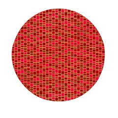 Geometry Background Red Rectangle Pattern Mini Round Pill Box by Ravend