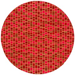 Geometry Background Red Rectangle Pattern Wooden Puzzle Round by Ravend