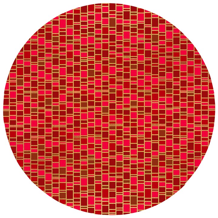 Geometry Background Red Rectangle Pattern Wooden Puzzle Round