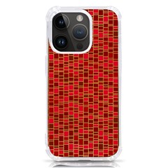 Geometry Background Red Rectangle Pattern Iphone 14 Pro Tpu Uv Print Case by Ravend