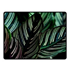 Calathea Leaves Strippe Line Two Sides Fleece Blanket (small) by Ravend