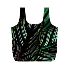 Calathea Leaves Strippe Line Full Print Recycle Bag (m) by Ravend