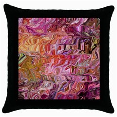 Abstract Crosscurrents Smudged Vibrance Throw Pillow Case (black) by kaleidomarblingart