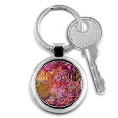 Abstract Crosscurrents Smudged Vibrance Key Chain (round) by kaleidomarblingart