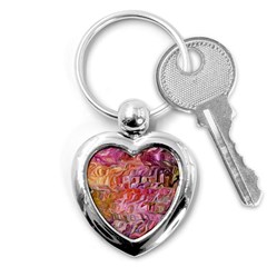 Abstract Crosscurrents Smudged Vibrance Key Chain (heart) by kaleidomarblingart