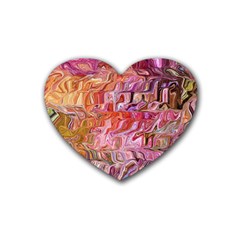 Abstract Crosscurrents Smudged Vibrance Rubber Coaster (heart) by kaleidomarblingart