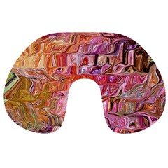 Abstract Crosscurrents Smudged Vibrance Travel Neck Pillow by kaleidomarblingart