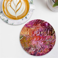 Abstract Crosscurrents Smudged Vibrance Uv Print Round Tile Coaster by kaleidomarblingart