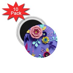 3d Flowers Pattern Flora Background 1 75  Magnets (10 Pack)  by Bedest