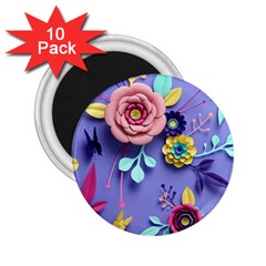 3d Flowers Pattern Flora Background 2 25  Magnets (10 Pack)  by Bedest