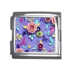 3d Flowers Pattern Flora Background Mega Link Italian Charm (18mm) by Bedest