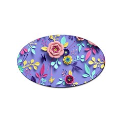 3d Flowers Pattern Flora Background Sticker (oval) by Bedest