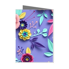 3d Flowers Pattern Flora Background Mini Greeting Cards (pkg Of 8) by Bedest