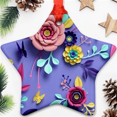 3d Flowers Pattern Flora Background Star Ornament (two Sides) by Bedest