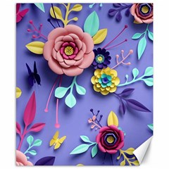 3d Flowers Pattern Flora Background Canvas 8  X 10  by Bedest