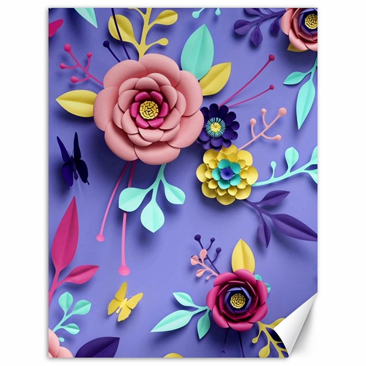 3d Flowers Pattern Flora Background Canvas 12  x 16 