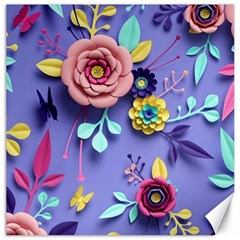 3d Flowers Pattern Flora Background Canvas 16  X 16  by Bedest