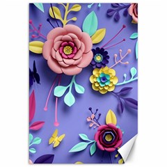 3d Flowers Pattern Flora Background Canvas 20  X 30  by Bedest