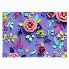 3d Flowers Pattern Flora Background Large Glasses Cloth by Bedest