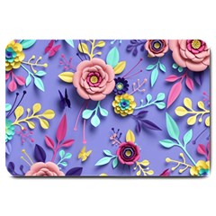 3d Flowers Pattern Flora Background Large Doormat