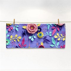 3d Flowers Pattern Flora Background Hand Towel by Bedest