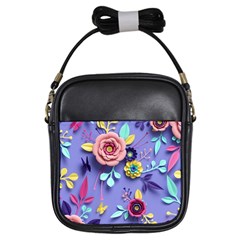 3d Flowers Pattern Flora Background Girls Sling Bag