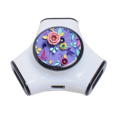 3d Flowers Pattern Flora Background 3-port Usb Hub