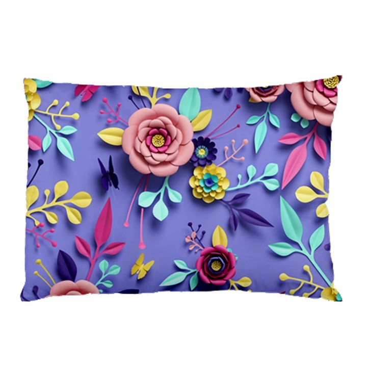 3d Flowers Pattern Flora Background Pillow Case (Two Sides)