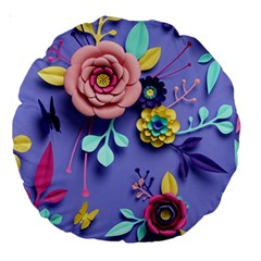 3d Flowers Pattern Flora Background Large 18  Premium Round Cushions