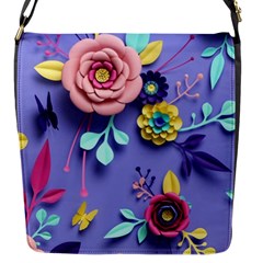 3d Flowers Pattern Flora Background Flap Closure Messenger Bag (s) by Bedest