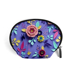 3d Flowers Pattern Flora Background Accessory Pouch (small) by Bedest