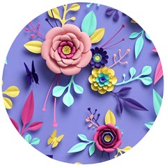 3d Flowers Pattern Flora Background Wooden Bottle Opener (round) by Bedest