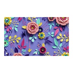 3d Flowers Pattern Flora Background Banner And Sign 5  X 3  by Bedest