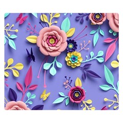 3d Flowers Pattern Flora Background Premium Plush Fleece Blanket (small) by Bedest