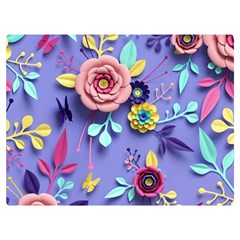 3d Flowers Pattern Flora Background Premium Plush Fleece Blanket (extra Small) by Bedest