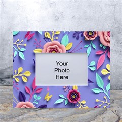 3d Flowers Pattern Flora Background White Tabletop Photo Frame 4 x6 