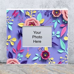 3d Flowers Pattern Flora Background White Wall Photo Frame 5  X 7 