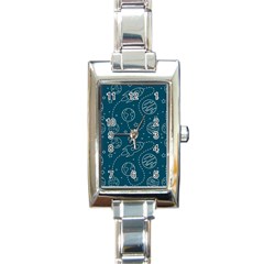 Space Seamless Pattern Rectangle Italian Charm Watch by Bedest