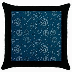 Space Seamless Pattern Throw Pillow Case (black)