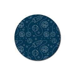 Space Seamless Pattern Rubber Coaster (round)