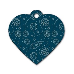 Space Seamless Pattern Dog Tag Heart (one Side)