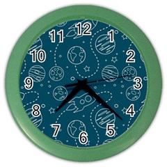 Space Seamless Pattern Color Wall Clock